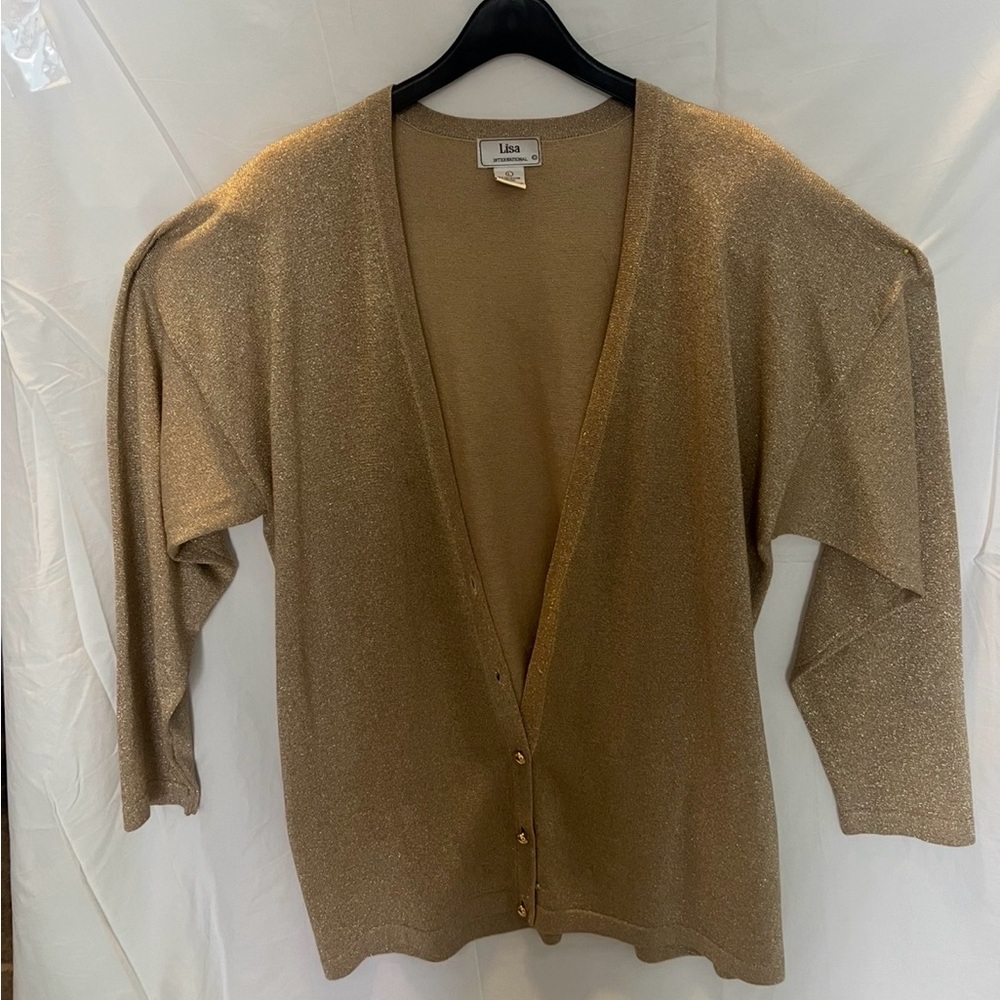 Lisa International Gold Cardigan Sweater